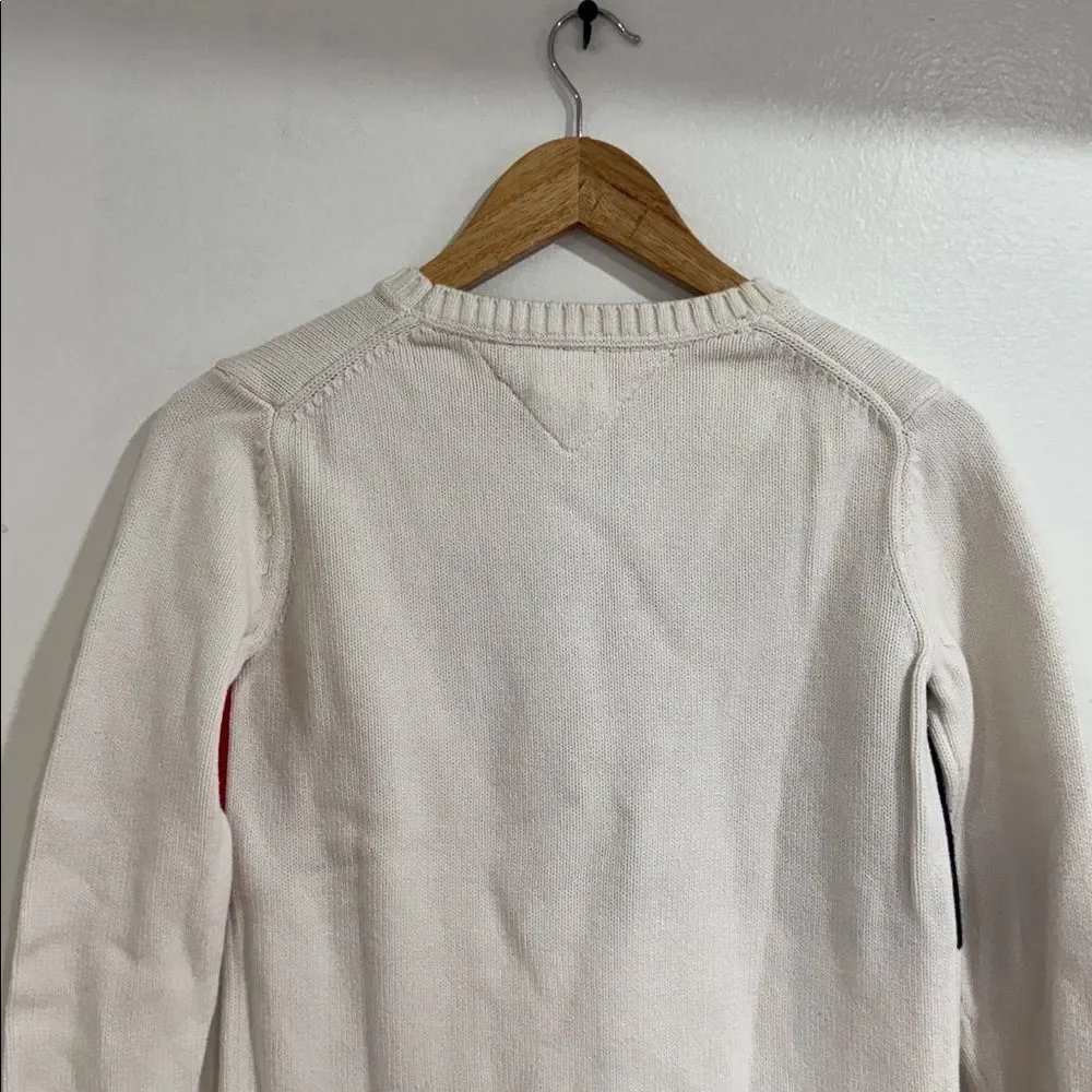 Tommy Hilfiger Red, Navy, and White Crew Neck Sweater EUC